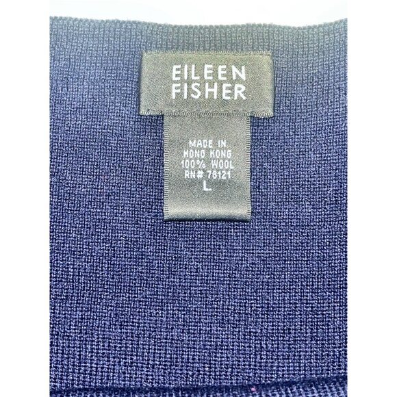 Eileen Fisher Womens Wool Sleeveless Navy Blue Knit Top Size L - Picture 6 of 7
